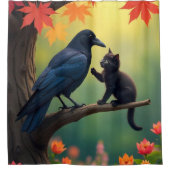 Kitten Oak Tree Garden Raven Crows Duschvorhang (Vorderseite)