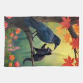 Kitten Oak Tree Garden Raven Crows Kitchen Geschirrtuch (Horizontal)