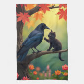 Kitten Oak Tree Garden Raven Crows Kitchen Geschirrtuch (Vertikal)