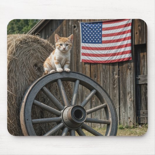 Kitten On an Old Wagon Wheel Mousepad (Vorne)