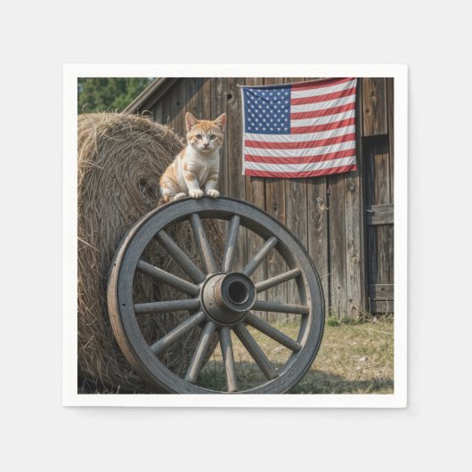 Kitten On an Old Wagon Wheel Serviette (Vorderseite)