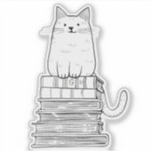 Kitten on Books Aufkleber (Vorderseite)