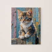 Kitten on Fence Jigsaw Puzzle (Vertikal)