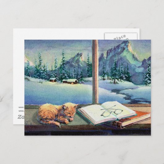 KITTEN on the SILL by SHARON SHARPE Postkarte (Vorne/Hinten)