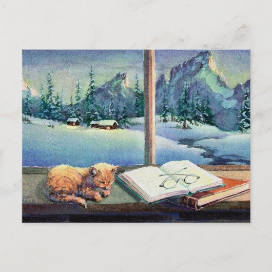 KITTEN on the SILL by SHARON SHARPE Postkarte (Vorderseite)