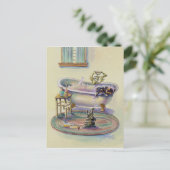 KITTEN on the TUB by SHARON SHARPE Postkarte (Stehend Vorderseite)