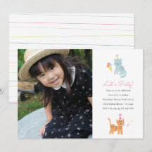 Kitten Party Geburtstag Foto Einladung