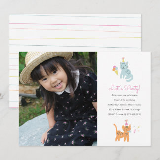 Kitten Party Geburtstag Foto Einladung