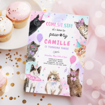 Kitten Party Let's Pawty Kitty Cat Birthday