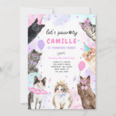Kitten Party Let's Pawty Party Kitty Cat Birthday  Einladung (Vorderseite)