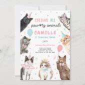 Kitten Party ruft alle pawty Animals zum Geburtsta Einladung (Vorderseite)