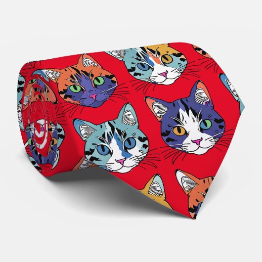 Kitten Pattern Neck Tie Krawatte (Gerollt)