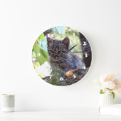 Kitten Photo Baby Cat Wall Clock Große Wanduhr (Zuhause)