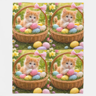 Kitten Photo Easter Eggs Pattern  Fleecedecke