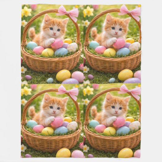 Kitten Photo Easter Eggs Pattern  Fleecedecke (Vorderseite)