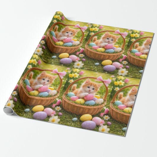 Kitten Photo Easter Eggs Pattern  Geschenkpapier (Ungerollt)