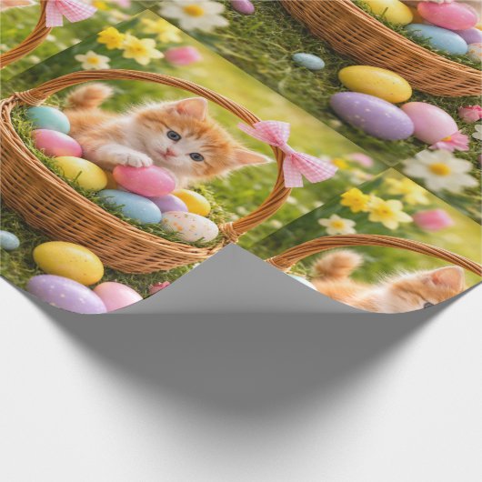 Kitten Photo Easter Eggs Pattern  Geschenkpapier (Ecke)