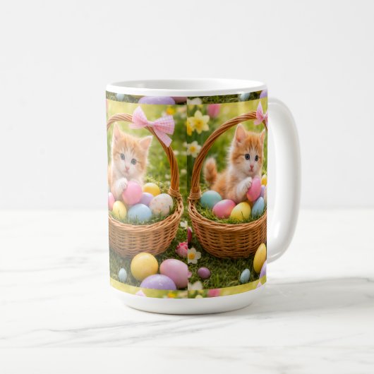 Kitten Photo Easter Eggs Pattern  Kaffeetasse (VorderseiteRechts)