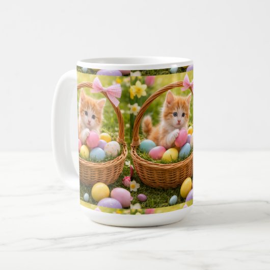 Kitten Photo Easter Eggs Pattern  Kaffeetasse (Vorderseite Links)