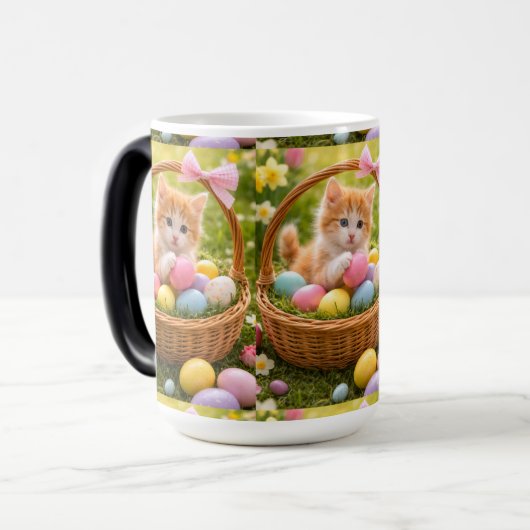 Kitten Photo Easter Eggs Pattern  Verwandlungstasse (Vorderseite Links)