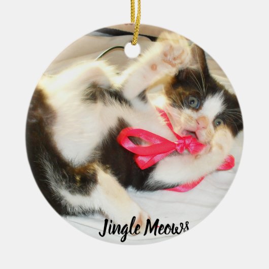 Kitten Photo Text Jingle Meows, Customize, Keramik Ornament (Vorne)