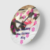Kitten Photo Text Jingle Meows, Customize, Runde Wanduhr (Winkel)