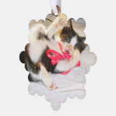 Kitten Photo Text Ornament, Snowflake, Customize, Ornament Karte (Linke Ecke)
