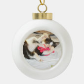 Kitten Photo Text , Snowflake, Customize,  Keramik Kugel-Ornament (Vorderseite)