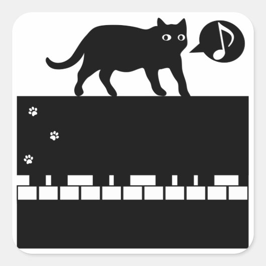 Kitten_Piano Quadratischer Aufkleber (Vorderseite)