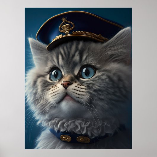 Kitten Pilot Captain Poster (Vorne)