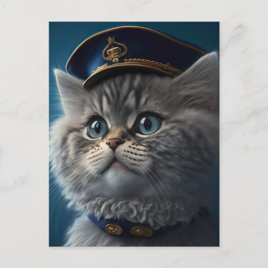 Kitten Pilot Captain Postkarte (Vorderseite)
