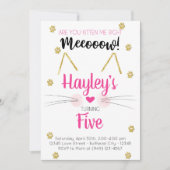 Kitten Pink & Gold Kindergeburtstag Einladung (Vorderseite)