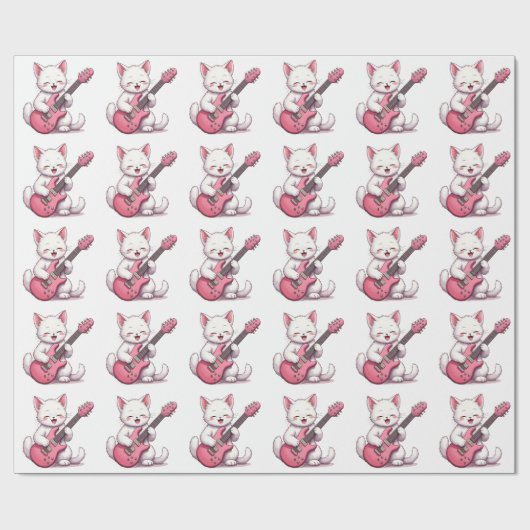 Kitten Playing Guitar Geschenkpapier (Flach)