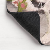 Kitten Playing mit rosa Blume Mousepad (Ecke)