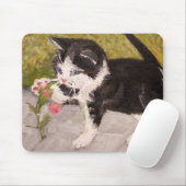 Kitten Playing mit rosa Blume Mousepad (Mit Mouse)