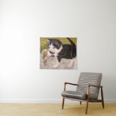 Kitten Playing mit rosa Blume Wandteppich (Beispiel (Horizontal))