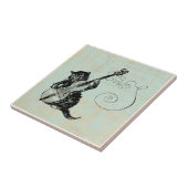 Kitten Playing Violine Aquamarin Music Cat Illustr Fliese (Seite)