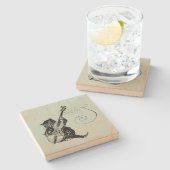 Kitten Playing Violine Aquamarin Music Cat Illustr Steinuntersetzer (Seitenansicht)