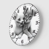 Kitten Puppy Embrat Wall Clock Große Wanduhr (Winkel)
