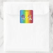 Kitten & Puppy Rainbow Aufkleber. Quadratischer Aufkleber (Tasche)