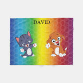 Kitten & Puppy Rainbow Fleece Blanket. (Vorderseite (Horizontal))