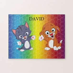 Kitten & Puppy Rainbow Puzzle personalisiert.