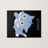 Kitten Puzzle mit personalisiertem Kindernamen. (Horizontal)