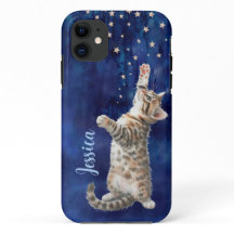 Kitten Reaching for Stars Personalisiert iPhone Ca