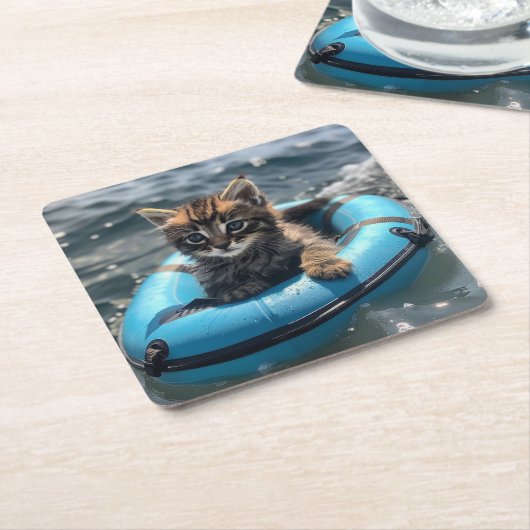 Kitten Rechteckiger Pappuntersetzer (angewinkelt)