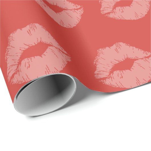 Kitten Red Lips Geschenkwrap Geschenkpapier (Rolleneckpunkt)