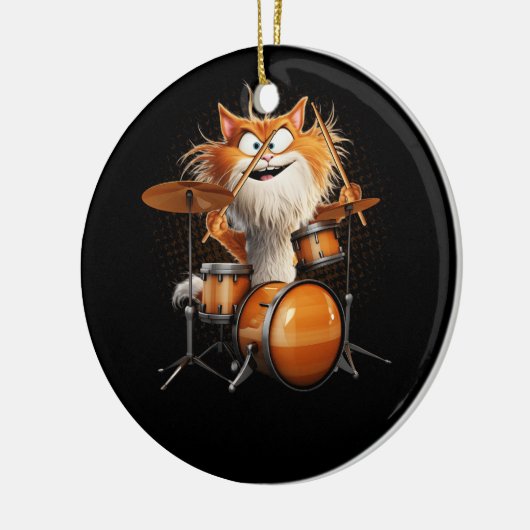 Kitten Rock Band Funny Kitty Drummer Cat Playing D Keramik Ornament (Links)