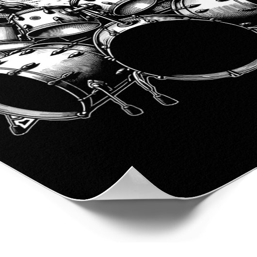 Kitten Rock Band Funny Kitty Drummer Cat Playing D Poster (Ecke)