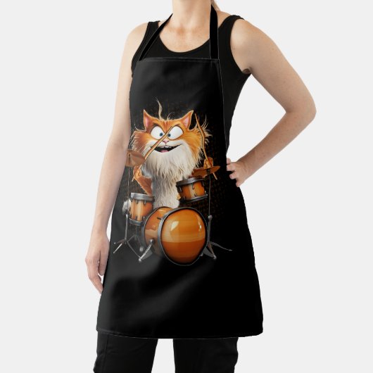 Kitten Rock Band Funny Kitty Drummer Cat Playing D Schürze (InSitu)