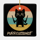 Kitten Rock Band Funny Percussionist Cat Playing Keramikornament (Rückseite)